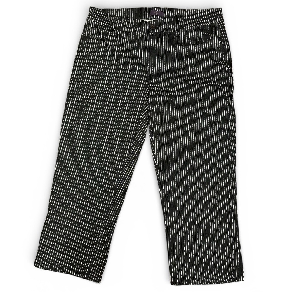 NYDJ Black and White Striped Cropped Pants